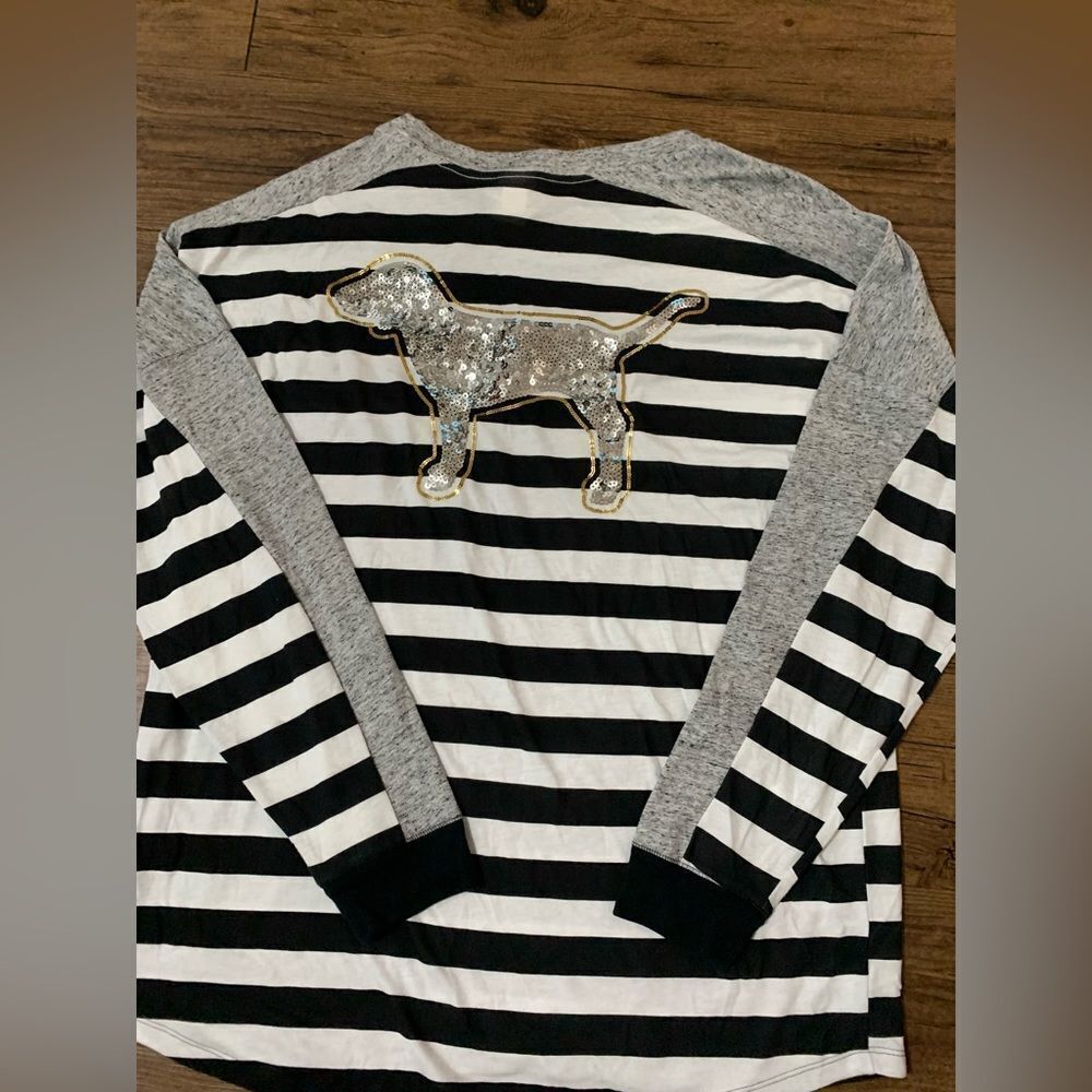 PINK VS STRIPE BLING DOG SHIRT / YOGA LEGGINGS OUTFIT SET L - Picture 9 of 12